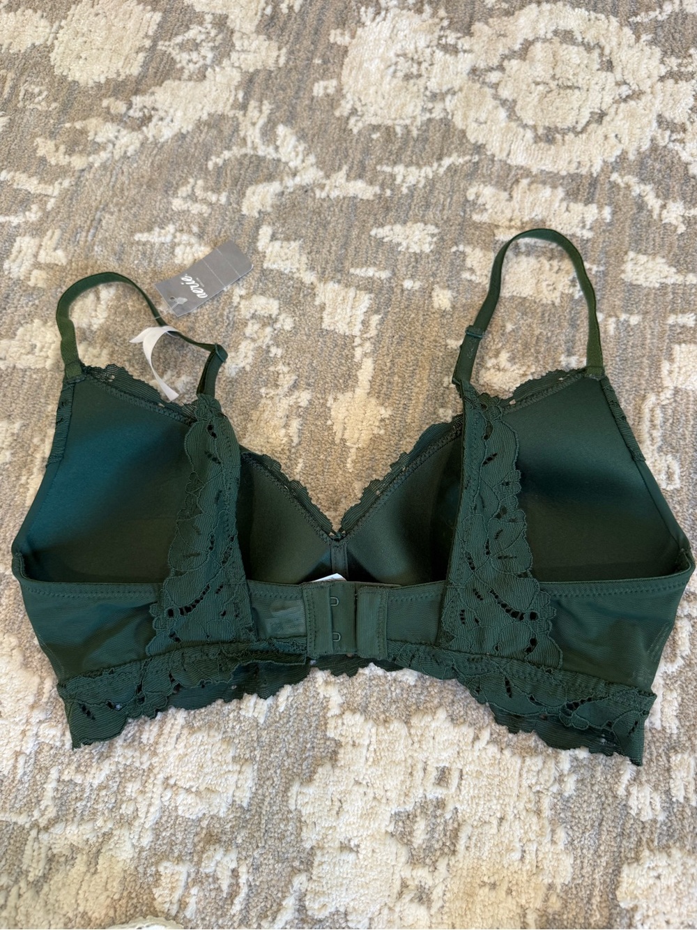 aerie Lace-Trim Wireless Bra Duo - Dark Green & Ivory - Picture 7 of 8